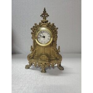 Vtg Uranio Ornate Brass Mantel Clock Italian Quartz Germany DOES WORK